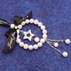 qbodp Car Mirror Hanging Accessories for Women,Faux Pearl Rhinestones Star Car Interior Mirrors Charms,Cute Ornament Pendant for Rear View Mirror view 2