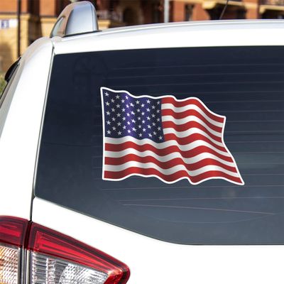 American Flag USA Vinyl Decal Sticker Patriotic Wavy for Car Boat Laptop Reflective Glossy Choose Size (12'' x 8.2" (30.5cm x 20.8cm), Glossy)