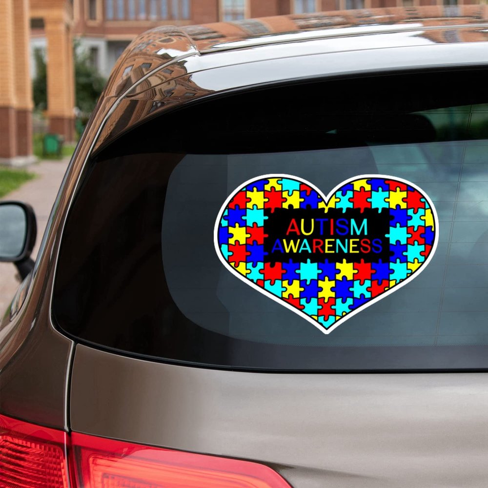 Autism Awareness Support Love Heart Vinyl Decal Sticker for Car Boat Laptop Reflective Glossy Choose Size (28'' x 19.9" (71.1cm x 50.6cm), Reflective)