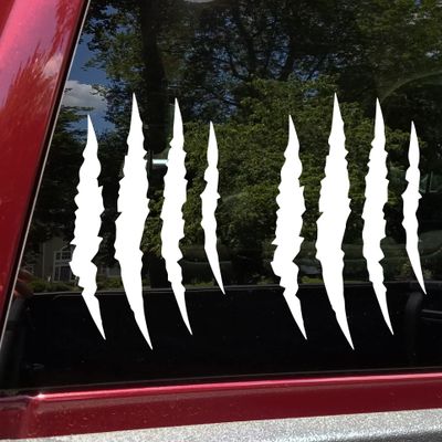 Minglewood Trading Claw Scratch Marks Vinyl Sticker - Bear Wildcat Wild Animal - Die Cut Decal - 9w x 6h inches - Red