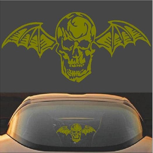 Avenged Sevenfold A7X Death Bat Metal Band Vinyl Decal Sticker (15" x 6.5", Metallic Gold)