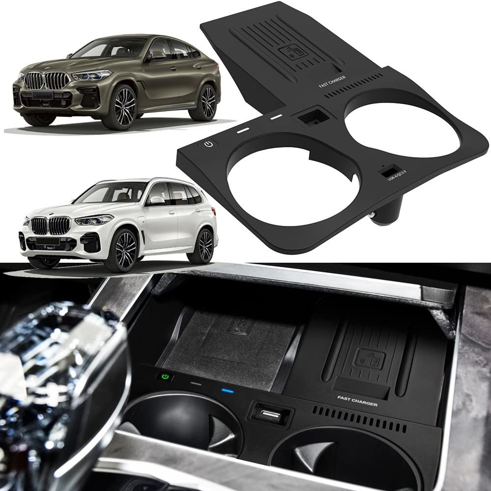 Braveking1 Wireless Car Charger Compatible with BMW X5 X6 X5M X6M 2020-2022 Center Console Accessory Panel, 15W Qi Fast Charging Phone Pad for F85/F86 Support Original NFC, size