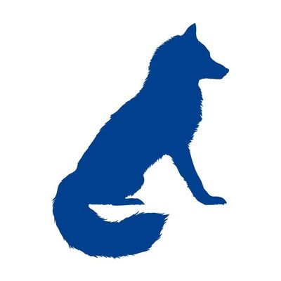 Regal Sitting Red Fox 6 inch Blue Indoor Outdoor Vinyl Decal