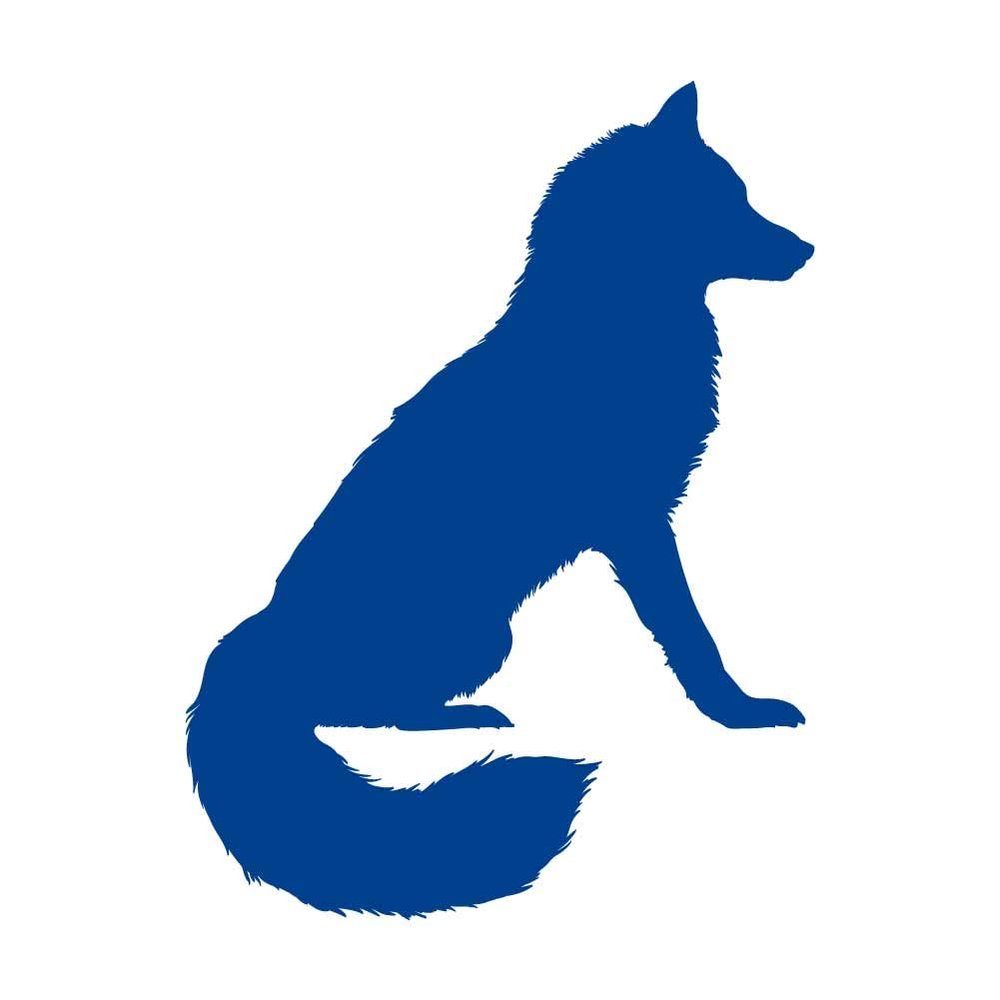 Regal Sitting Red Fox 6 inch Blue Indoor Outdoor Vinyl Decal