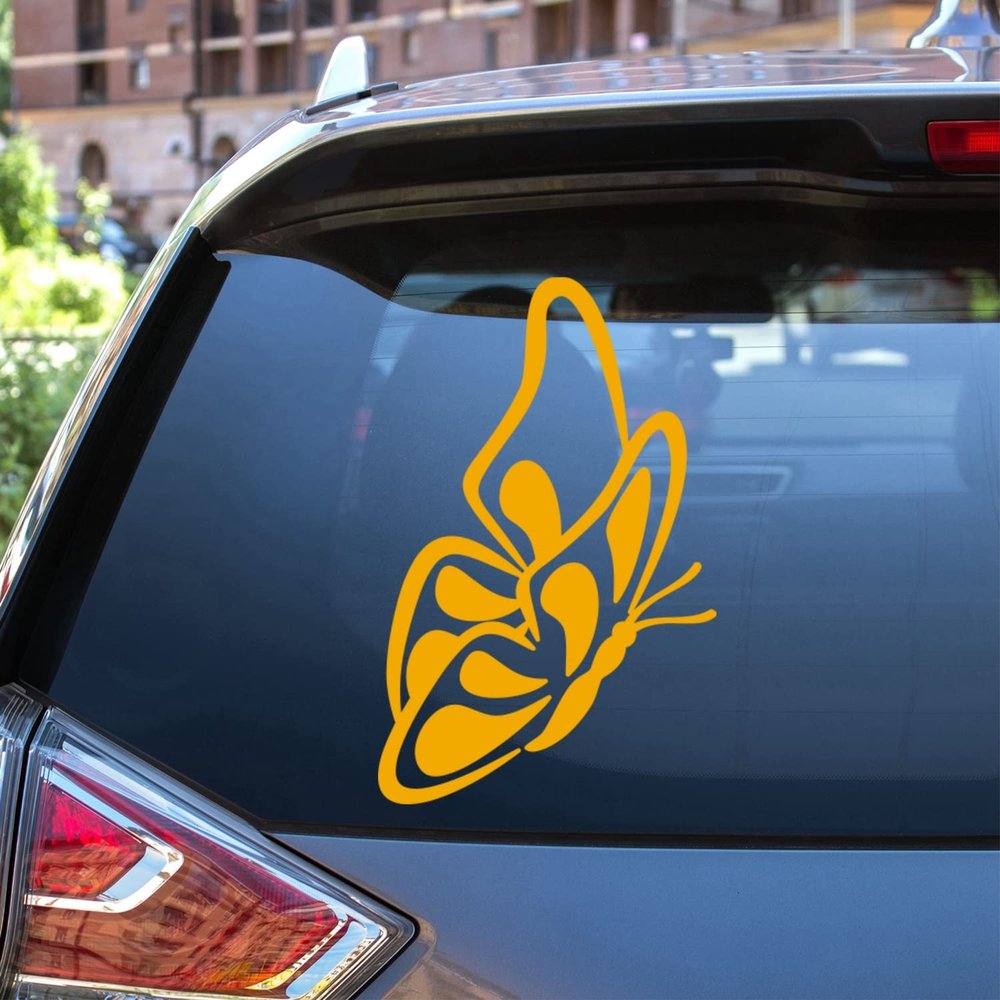 Butterfly Vinyl Decal Sticker Die Cut No Background for Car Boat Laptop Choose Size Color 032904 (24'' x 15.4" (61cm x 39.2cm), Yellow)