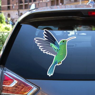 Colourful Green Flying Hummingbird Vinyl Decal Sticker for Car Boat Laptop Reflective Glossy Choose Size (3'' x 2.7" (7.6cm x 6.8cm), Reflective)