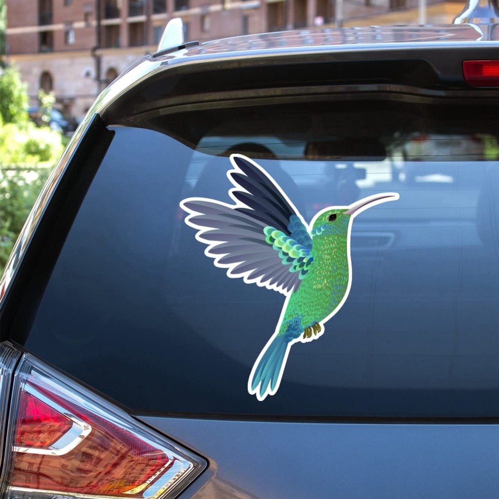 Colourful Green Flying Hummingbird Vinyl Decal Sticker for Car Boat Laptop Reflective Glossy Choose Size (3'' x 2.7" (7.6cm x 6.8cm), Reflective)