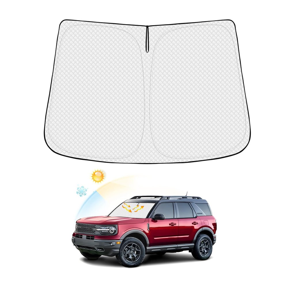Canvcle Windshield Sun Shade for Ford Bronco Sport 2021-2025 2026 Thicken 6-Layer Foldable Front Window Sunshade Sun Visor Protector Block UV Rays Keep Vehicle Cool
