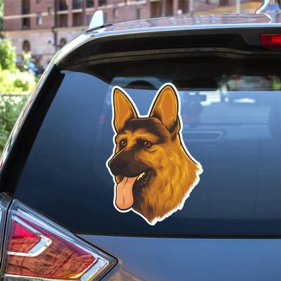 German Shepherd Dog Head Vinyl Decal Sticker Brown for Car Boat Laptop Reflective Glossy Choose Size (28'' x 19.1" (71.1cm x 48.4cm), Glossy)