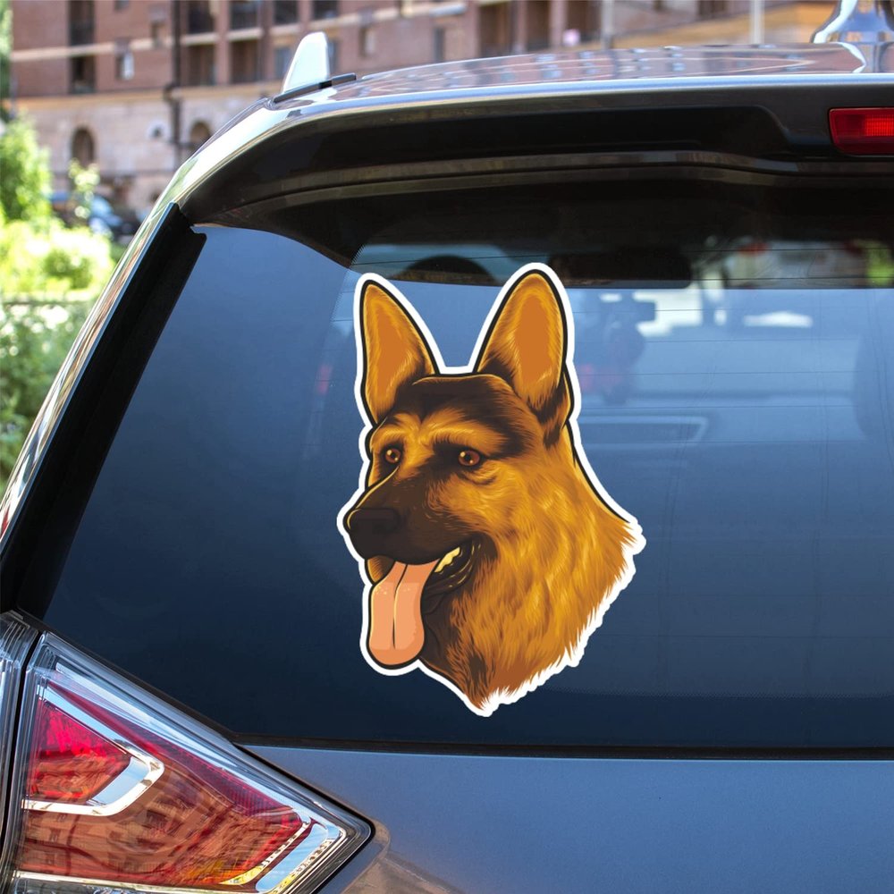 German Shepherd Dog Head Vinyl Decal Sticker Brown for Car Boat Laptop Reflective Glossy Choose Size (28'' x 19.1" (71.1cm x 48.4cm), Glossy)