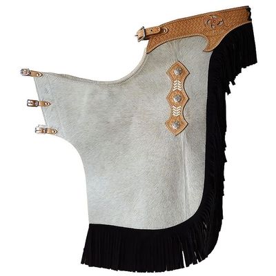 HILASON Pro Rodeo Bronc Bull-Riding Smooth Leather Chinks | Handmade Chaps Western Riding for Adults Hand Tooled Adult