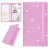 Wisdompro Car Registration and Insurance Holder Premium Glitter PU Leather Vehicle Glove Box Organizers Wallet for Document, License, Card and Other Essentials - Bling Pink view 1