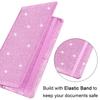 Wisdompro Car Registration and Insurance Holder Premium Glitter PU Leather Vehicle Glove Box Organizers Wallet for Document, License, Card and Other Essentials - Bling Pink view 4