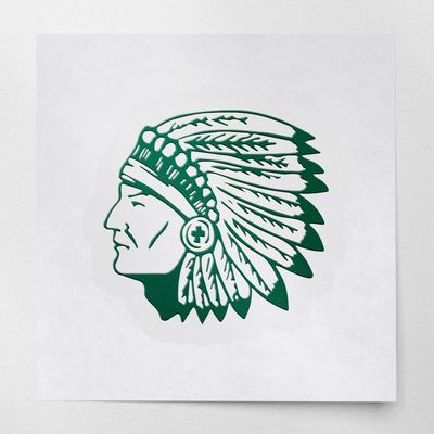 2 Pcs - No Background Decal Stickers of Indian Chief Skull with Tomahawk (Green) Premium Waterproof Vinyl Decal Stickers for Laptop Phone Accessory Helmet Car Window Mug Tuber USCstic540744GR040522