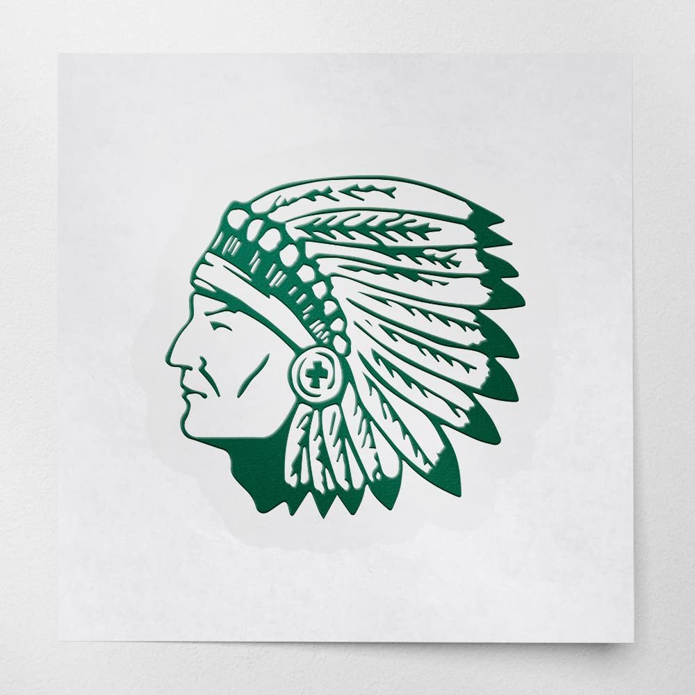 2 Pcs - No Background Decal Stickers of Indian Chief Skull with Tomahawk (Green) Premium Waterproof Vinyl Decal Stickers for Laptop Phone Accessory Helmet Car Window Mug Tuber USCstic540744GR040522
