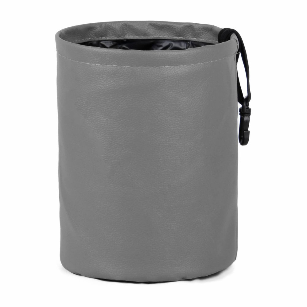 Ottdien Car Trash Can, Portable Garbage Bin, PU Leather Waterproof Pop Up Trash Can, Collapsible Hanging Car Trash Bag, 1 Pack, Grey