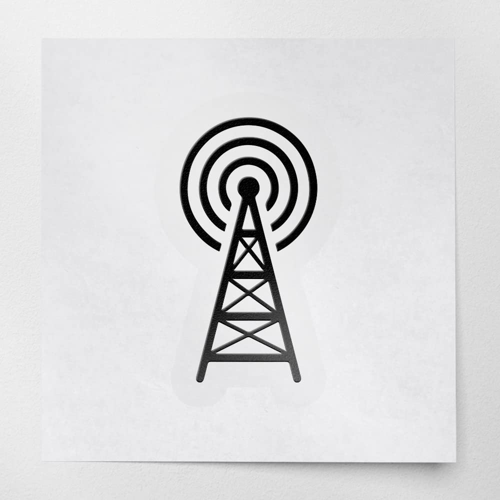 2 Pcs - No background Decal Stickers of Radio Tower with Radio Waves to Broadcast (Black) Premium Waterproof Vinyl Decal Stickers for Laptop Phone Accessory Helmet Car Window Mug USCstic896165BL040522
