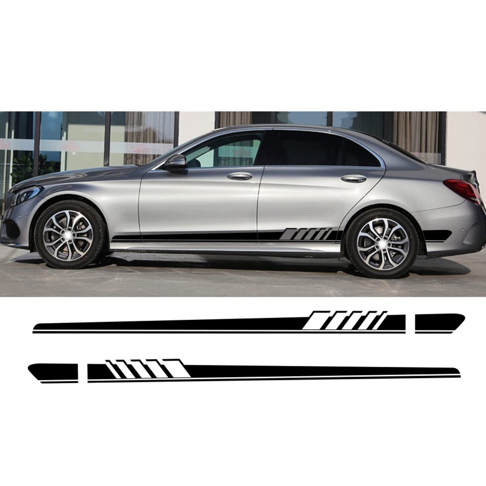 GYWKLCZ 2pcs Car Stickers Auto Side Stripe Decals, for Mercedes Benz W205/W204/W203/C Class/C180/C200/C300/C63/Coupe/C43,Glossy White,China