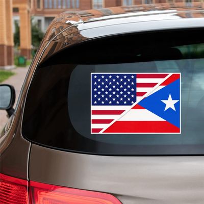 American Puerto Rico Flag Merged Puerto Rican Vinyl Decal Sticker for Car Boat Laptop Reflective Glossy Choose Size (4'' x 2.7" (10.2cm x 6.9cm), Reflective)