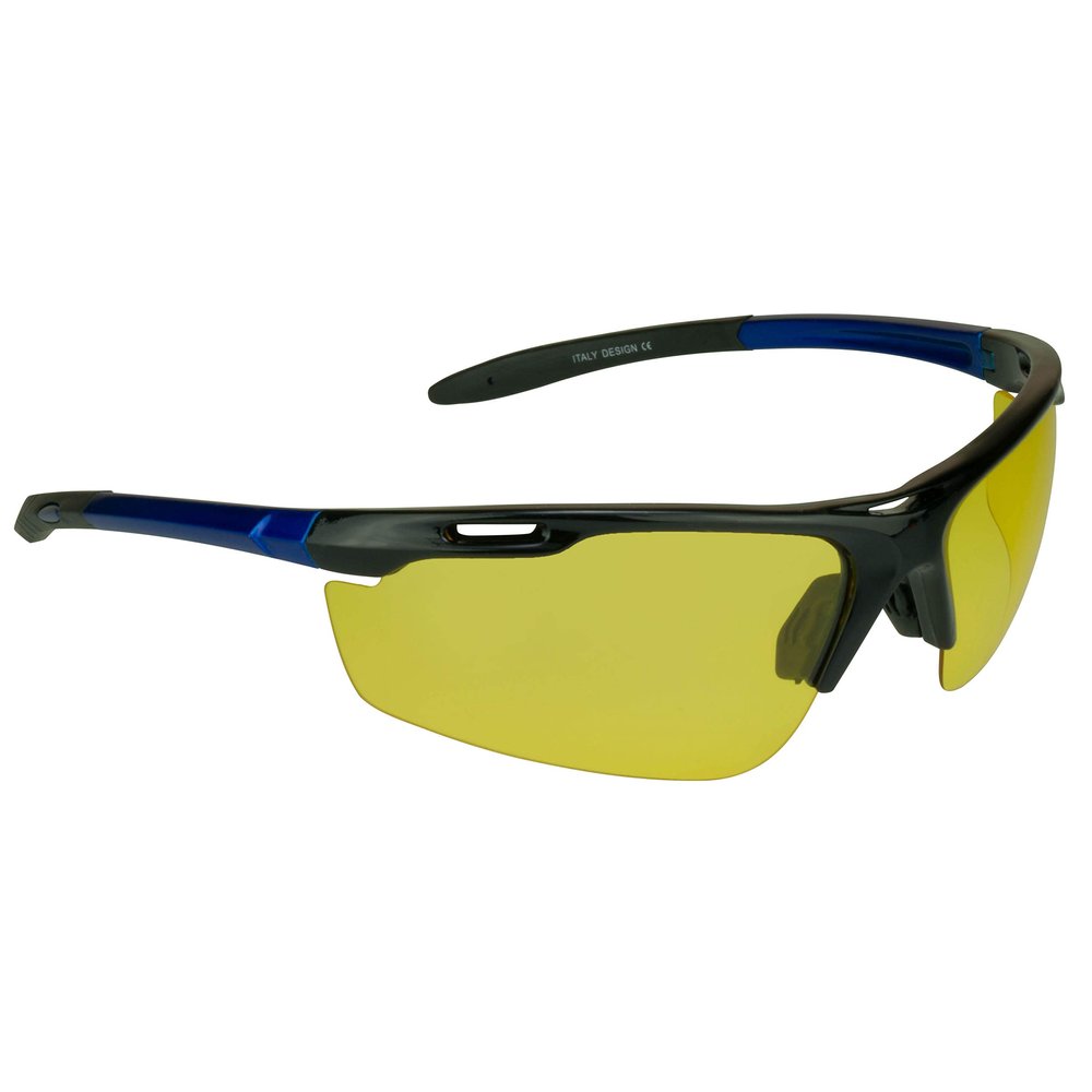 proSPORT Polarized Yellow Lens Sport Wrap Sunglasses Low Light Driving Glasses with Non-Slip Rubber Nose & Ear Pieces for Cycling Motorcycling Pickleball Tennis Baseball Golf Archery Shooting Range