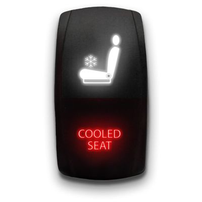 Cooled SEAT - White/Red - Laser Etched Toggle Switch 20A 12V - Vertical Rocker Switch 5-Pin DPST