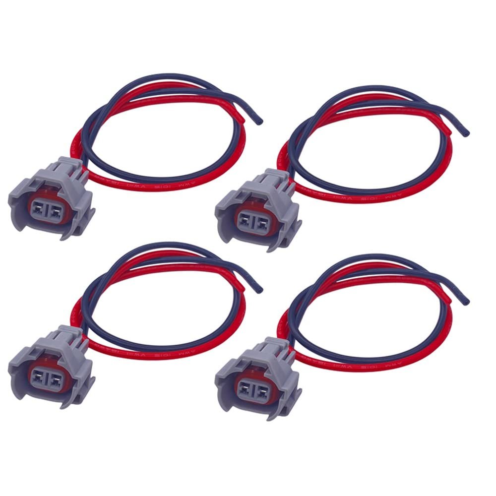 Amrxuts 4PCS Fuel Injector Connector Electrical Plug Pigtail Quick Disconnect Pigtails for Mazda, Mitsubishi, Nissan, Subaru, Toyota