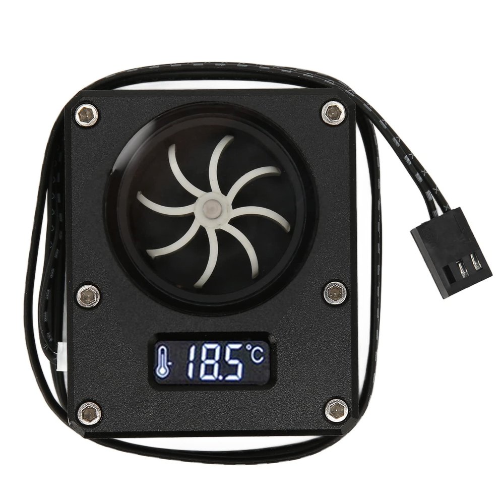 Meter Indicator, 12v 3pin Interface G1 4 Threaded Revolving Speed 8 Impeller Pc Water Cooling Meter Acrylic Small Computer Meter with LCD Display for Pc Computer Water Cooling
