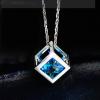Bling Diamond Cube Car Rear View Mirror Charms, Crystal Rhinestone Cube Hanging Ornament for Automotive, Home Decor (Blue) view 1