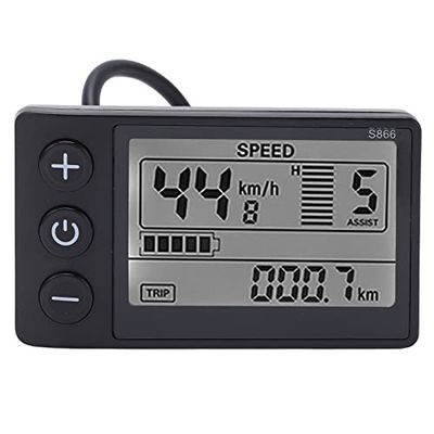 Electric LCD Display Meter, 24V 36V 48V Electric LCD Display Control Panel with Connector, Plastic Electric Display Meter for 22.2mm 0.9in Handlebar,