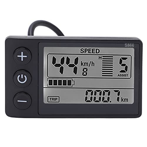 Electric LCD Display Meter, 24V 36V 48V Electric LCD Display Control Panel with Connector, Plastic Electric Display Meter for 22.2mm 0.9in Handlebar,