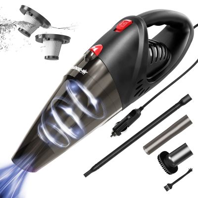 SHOPAIR Car Vacuum Cleaner, 12V/106W High Power Handheld Portable Car Vacuum with 16 Ft Cord, Attachments, Filters and Storage Bag, Suitable for Car (Red Button)