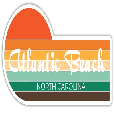 Atlantic Beach North Carolina 4 x 2.25 Inch Sticker Retro Vintage Sunset City 70s Aesthetic Design