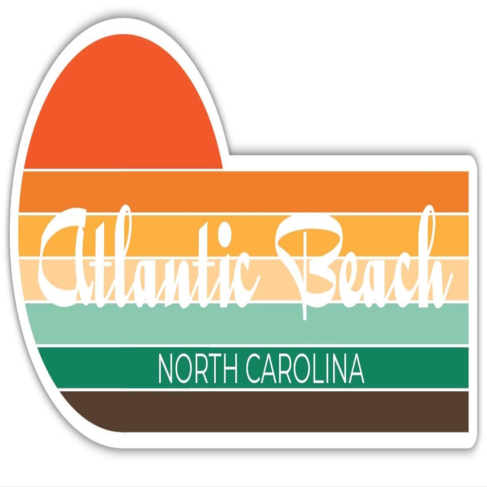 Atlantic Beach North Carolina 4 x 2.25 Inch Sticker Retro Vintage Sunset City 70s Aesthetic Design