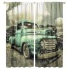 Vintage Car Curtains,Retro Rustic Truck Antique Teal Old Truck Sound Dampening Curtains for Kids Livingroom Kitchen Bedroom Curtains, 2 Panels,42x45in view 1