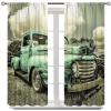 Vintage Car Curtains,Retro Rustic Truck Antique Teal Old Truck Sound Dampening Curtains for Kids Livingroom Kitchen Bedroom Curtains, 2 Panels,42x45in view 4