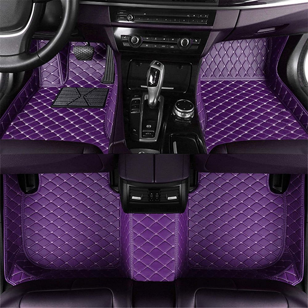Car Floor mat for Mercedes Benz A B C CLA CLS CLK GLE GLS GLA GLK GL ML G S GLC SL CL SLC R SLK Custom Non-Slip Waterproof Car Liner Carpets Cargo (Embroidery Custom Word, Purple 2)