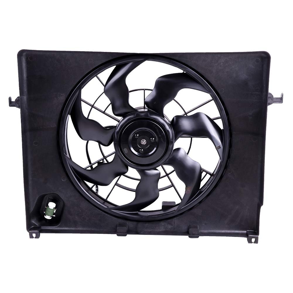 NOTUDE Electric Slim Push/Pull Radiator Cooling Fan Plastic Radiator Fan Assembly 12V/11.5A Compatible with 2011-2014 for Optima 2.4L Replace 621-477 (Driver Side/LH,Black)