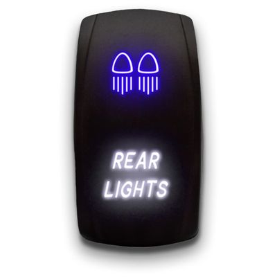 Rear Lights (1) - Blue/White - Laser Etched 5-Pin Double Pole Single Throw Maintained ON-Off DPST Toggle Switch 20A 12V