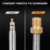 AstroAI Brass Presta Valve Adapter, Convert Presta to Schrader Valve Adaptor for Bikes, Inflate Tire by Standard Pump or Air Compressor (4 Pack) view 2