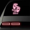 2PCS Baby on Board Stickers for Cars, Nouiroy Reflective Baby in Car Stickers and Decals Cute Feet Car Window Clings Safety Warning Sign Waterproof Auto Vinyl Sticker, Pink view 3