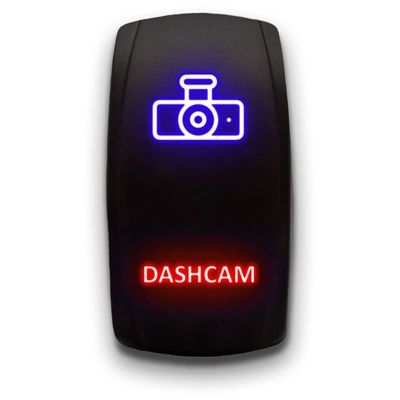 DASHCAM - Blue/Red - Laser Etched Toggle Switch 20A 12V - Vertical Rocker Switch 5-Pin DPST