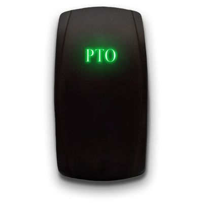 PTO - Green - Laser Etched Toggle Switch 20A 12V - Vertical Rocker Switch 5-Pin DPST
