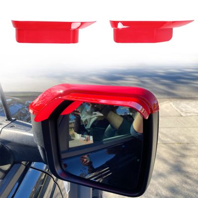 RERPRO Mirror Rain Visor Guard Protector Cover Trim for Ford Bronco 2/4 Door 2021 2022 2023 2024 2025 Rear View Side Mirror Rain Eyebrow External Decoration Accessories, 1 Pair Red