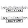 2 Pcs Let's Go Brandon Edition Emblem Car Side Rear Front Hood Trunk Door Badge 3D Decal Sticker Fit for Car Truck SUV (Let's Go Brandon, Silver Black) view 1