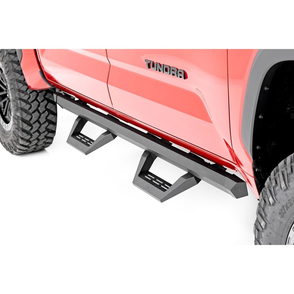 Rough Country SRX2 Adjustable Aluminum Steps for Toyota Tundra (2022-2025) - CrewMax Models - Modular Running Boards with Slide-Adjust Steps