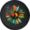 Custom Spare Tire Cover - Tire Accessories for Campers, SUVs, Trailers, Trucks, RVs and More Peace Signs Daisy Flower 33 Inch Black view 1