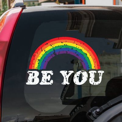 Be You Rainbow Pride Decals Bumper Stickers Gay Pride Vinyl Decal Pride Month Gift Lesbian Pride Car Decal Rainbow Vinyl Decal for Car Window Decor for Trucks Window Wall Laptop