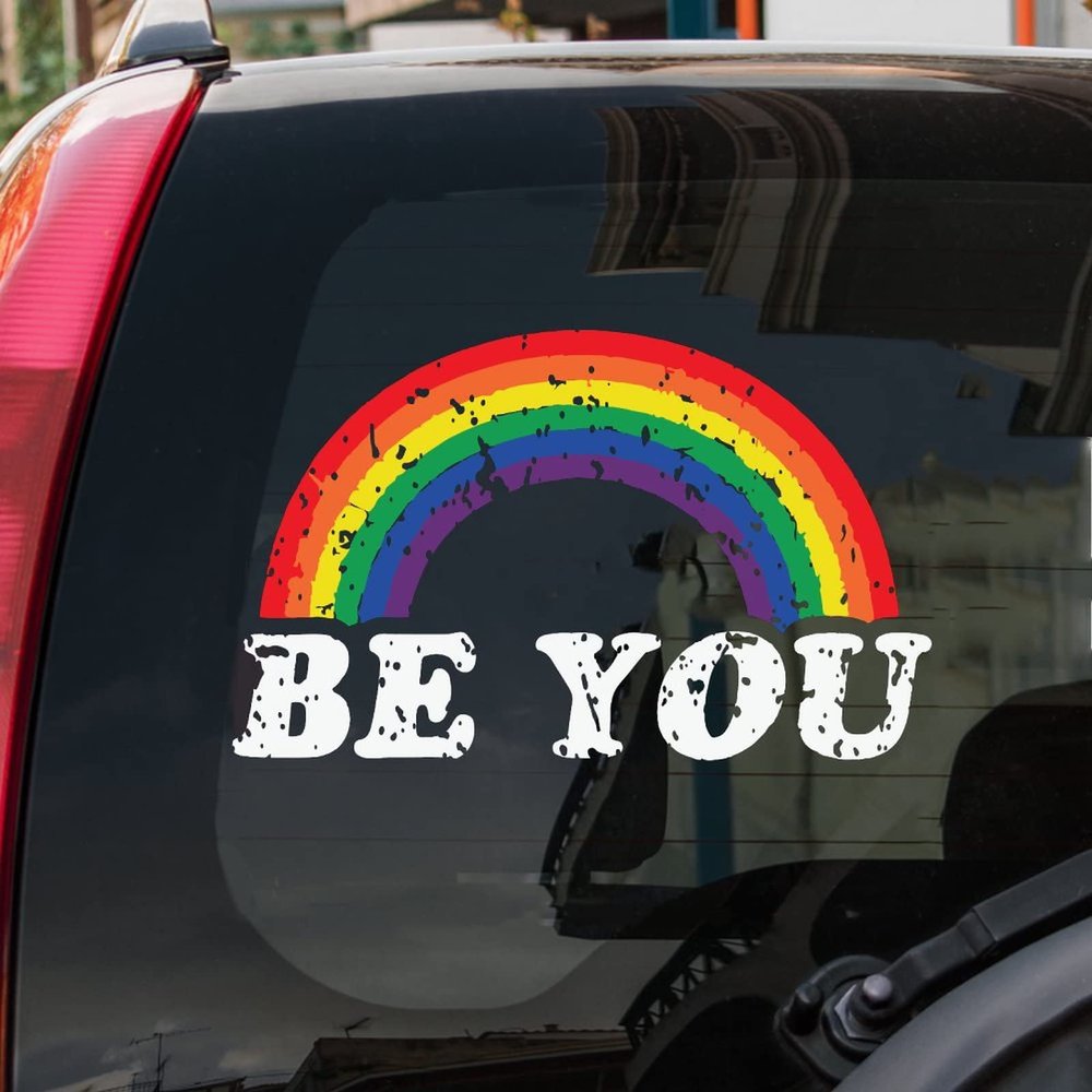 Be You Rainbow Pride Decals Bumper Stickers Gay Pride Vinyl Decal Pride Month Gift Lesbian Pride Car Decal Rainbow Vinyl Decal for Car Window Decor for Trucks Window Wall Laptop