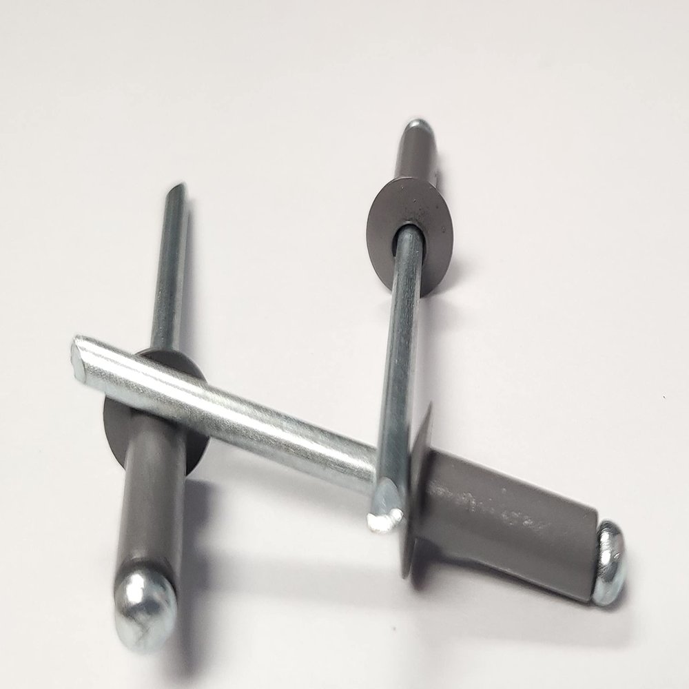 Grey 3/16" Blind Pop Rivets Aluminum Small Head with Steel Mandrel Fasteners .250 - .375 Grip Range