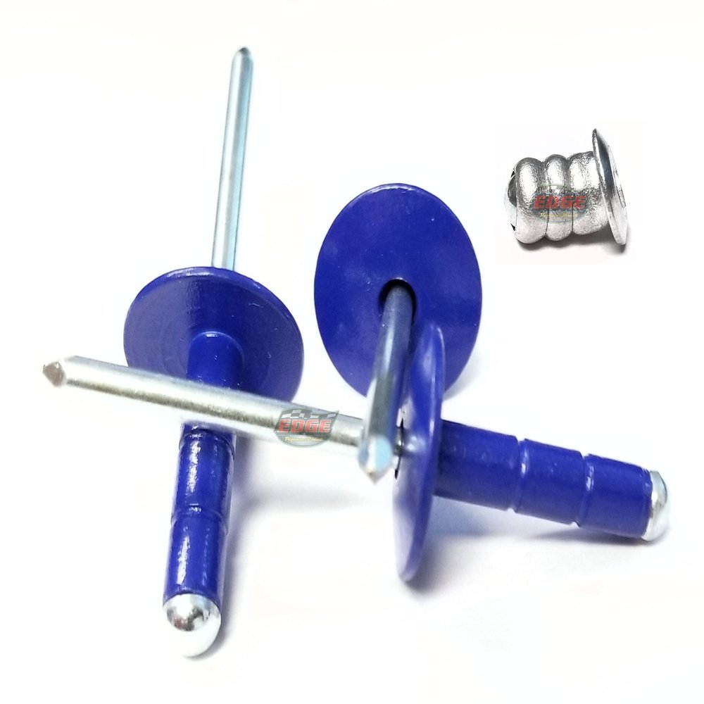 Dark Blue 3/16" Aluminum Large Head with Steel Mandrel Multi Grip Pop Rivets Fasteners .275 - .598 Grip Range